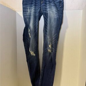 BKE Women's Skinny Jeans - Distressed Blue